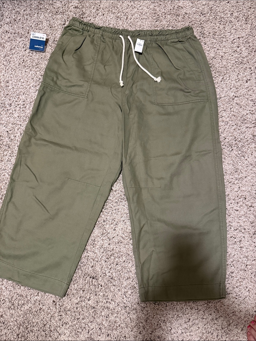 Old Navy Olive Drawstring Cropped Utility Pants